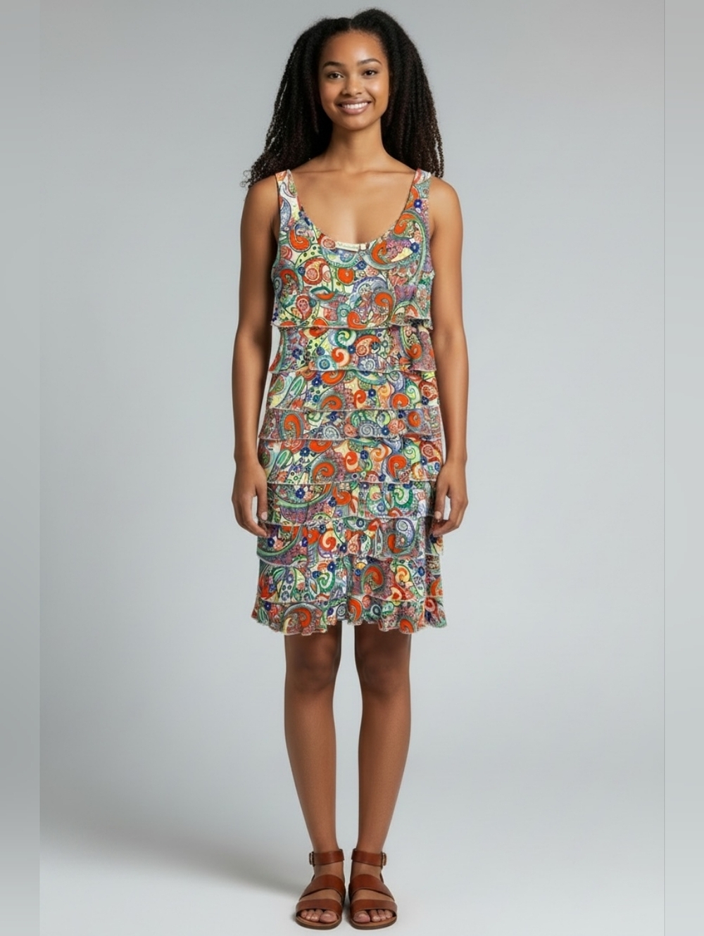 NWOT...Lulu B SPF 50 Sleeveless Paisley Tiered Midi Dress Women’s Size Small
